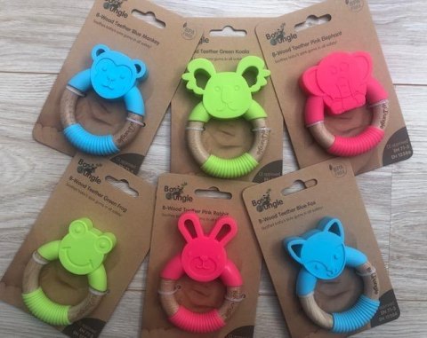 B-Gryzak drewniano-silikonowy Animals Blue Monkey
