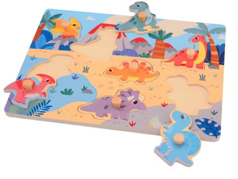 Drewniane puzzle z uchwytami Joueco – dinozaury