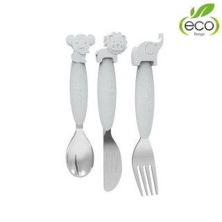 B-Zestaw sztućców dla dzieci silkon/Inox grey