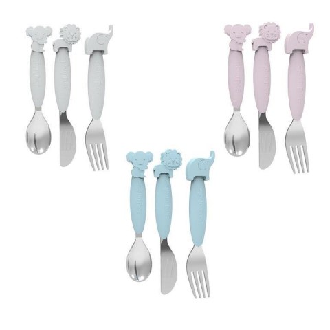 B-Zestaw sztućców dla dzieci silkon/Inox grey