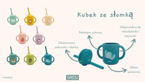 Kubek silikonowy z rurką dla dzieci Lew SASSI