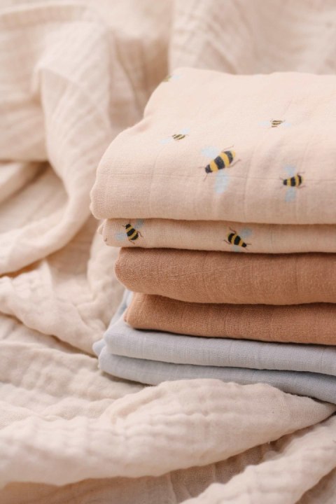 Kocyk muślinowy Swaddle Honeybee 100x100 cm