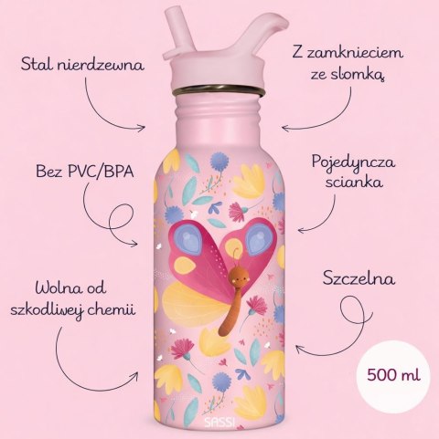 Butelka na wodę bidon 500 ml Motyl SASSI