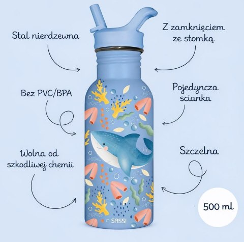 Butelka na wodę bidon 500 ml Rekin SASSI