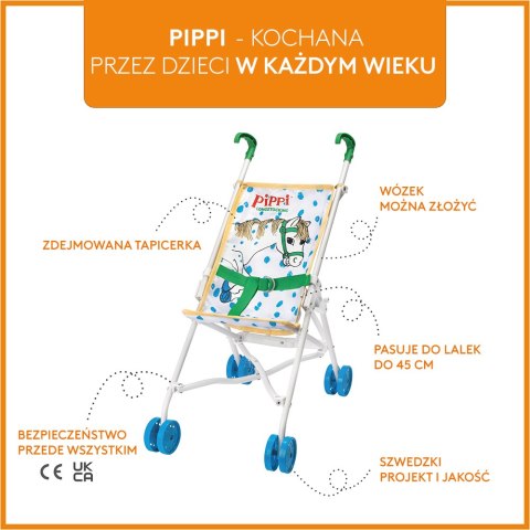 Wózek dla lalek konik Alfonso spacerówka zabawka dla dzieci lalki Pippi