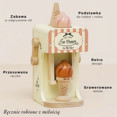 Drewniana maszynka do robienia lodów, lody do zabawy, lodziarnia Le Toy Van