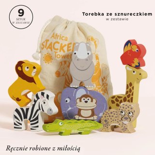 Drewniane figurki zwierzątka afrykańskie, zabawka układanka, Le Toy Van