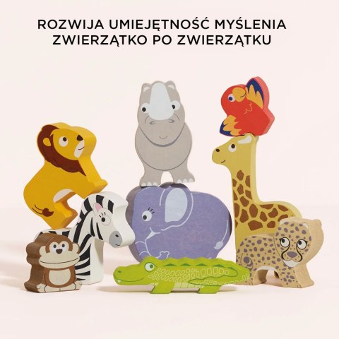 Drewniane figurki zwierzątka afrykańskie, zabawka układanka, Le Toy Van