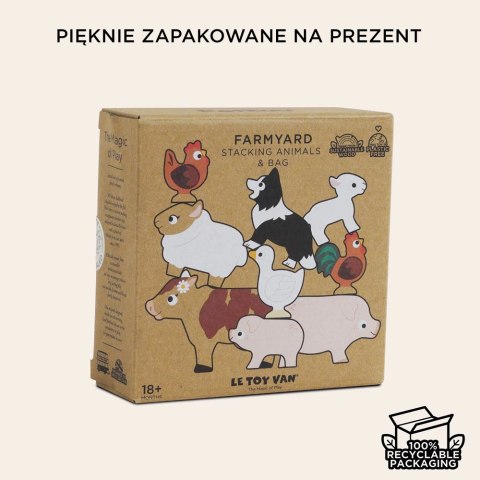 Drewniane figurki zwierzątka wiejskie, zabawka układanka, dzieci Le Toy Van
