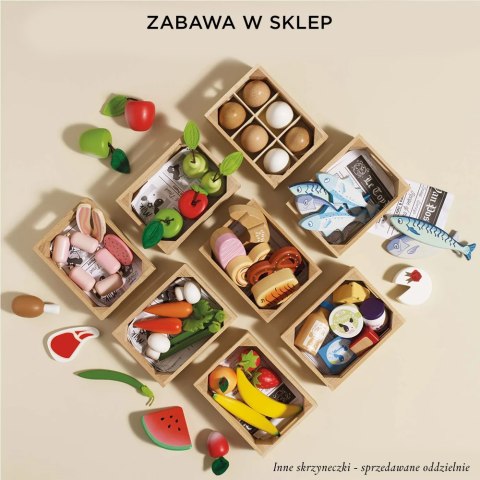 Drewniane jabłka i gruszki w skrzynce, zabawka dla dzieci, sklep Le Toy Van