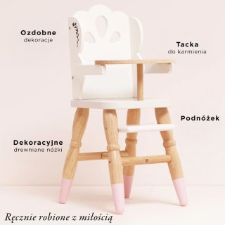 Drewniane krzesełko do karmienia lalek, zabawka, dzieci, Le Toy Van