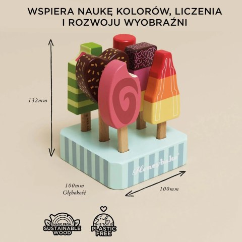 Drewniane lody na patyku zestaw, zabawka dla dzieci, lodziarnia, Le Toy Van