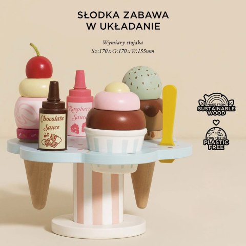 Drewniane lody rożki zestaw Carlo's Gelato, zabawka, lodziarnia, Le Toy Van