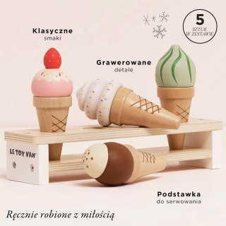 Drewniane lody rożki zestaw, zabawka dla dzieci, lodziarnia, Le Toy Van