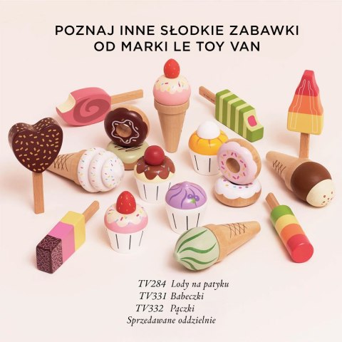 Drewniane lody rożki zestaw, zabawka dla dzieci, lodziarnia, Le Toy Van