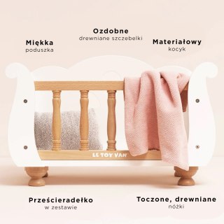 Drewniane łóżeczko dla lalek, zabawka dla dzieci, zabawa lalkami Le Toy Van