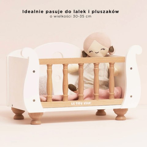 Drewniane łóżeczko dla lalek, zabawka dla dzieci, zabawa lalkami Le Toy Van