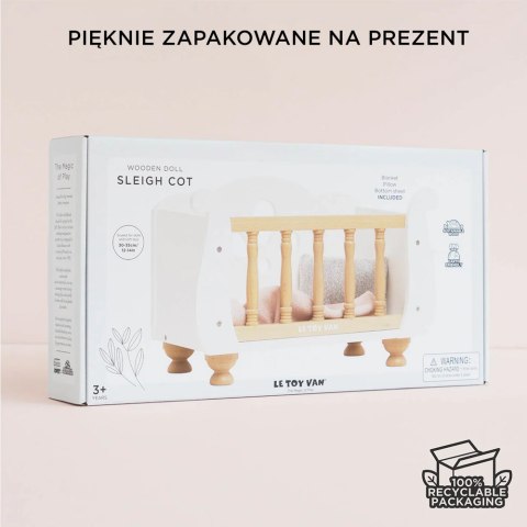 Drewniane łóżeczko dla lalek, zabawka dla dzieci, zabawa lalkami Le Toy Van