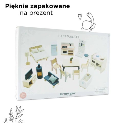 Drewniane mebelki do domku dla lalek Le Toy Van – duży zestaw