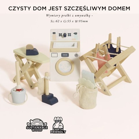 Drewniane mebelki do domku dla lalek zestaw pralnia, zabawka Le Toy Van