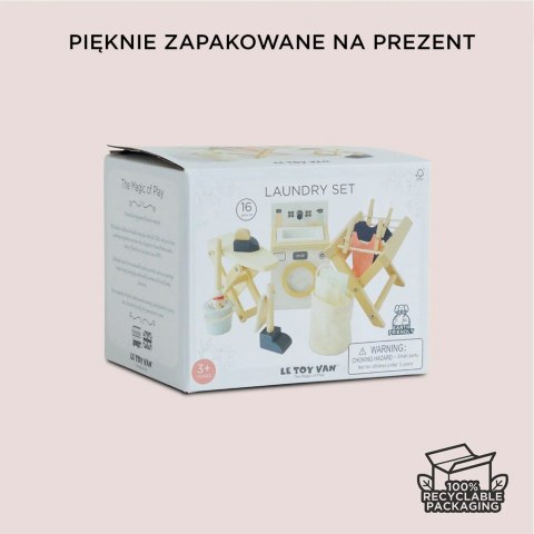 Drewniane mebelki do domku dla lalek zestaw pralnia, zabawka Le Toy Van