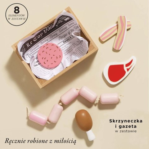 Drewniane mięso w skrzynce, zabawka dla dzieci, stragan sklep Le Toy Van