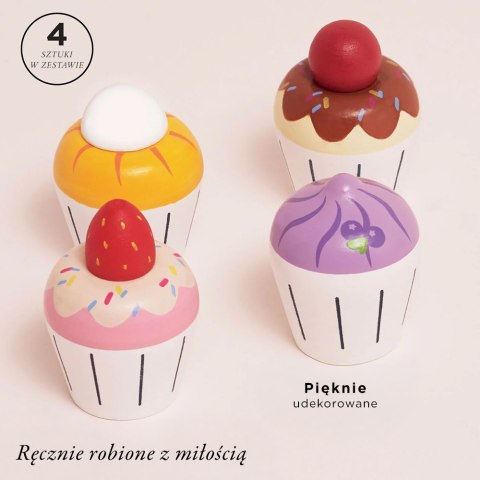 Drewniane muffinki zestaw, babeczki, zabawka gotowanie cukiernia Le Toy Van