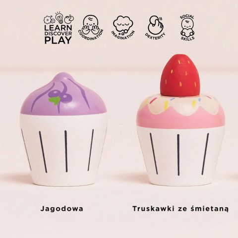 Drewniane muffinki zestaw, babeczki, zabawka gotowanie cukiernia Le Toy Van