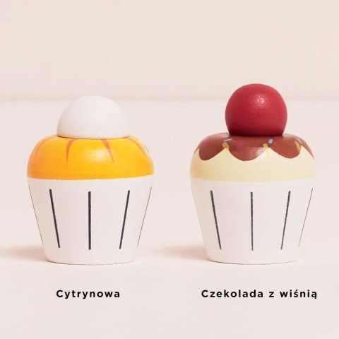 Drewniane muffinki zestaw, babeczki, zabawka gotowanie cukiernia Le Toy Van