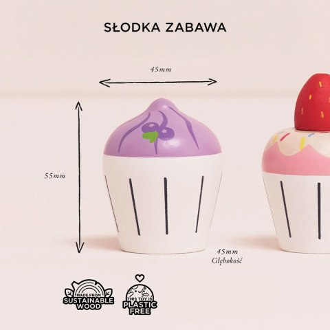 Drewniane muffinki zestaw, babeczki, zabawka gotowanie cukiernia Le Toy Van