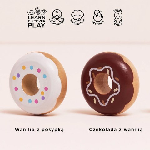 Drewniane pączki zestaw, zabawka donut, gotowanie, cukiernia, Le Toy Van