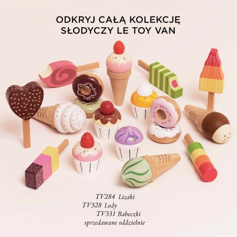 Drewniane pączki zestaw, zabawka donut, gotowanie, cukiernia, Le Toy Van