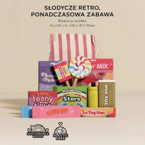 Drewniane słodycze zestaw, zabawka dla dzieci, zabawa w sklep, Le Toy Van