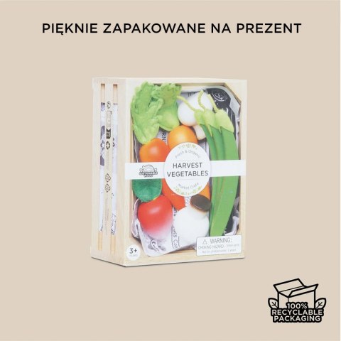 Drewniane warzywa w skrzynce, zabawka dla dzieci, stragan, sklep Le Toy Van