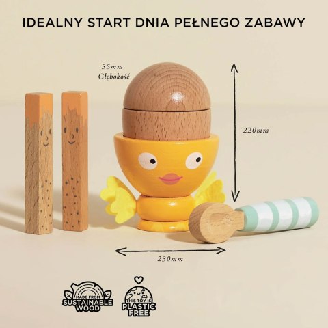 Drewniany kieliszek do jajka i jajko, zabawka dla dzieci, zestaw Le Toy Van