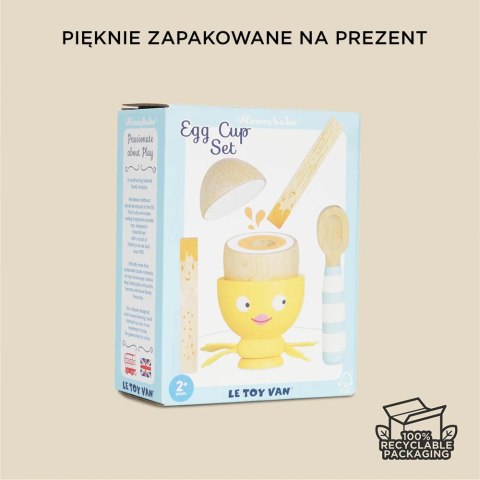 Drewniany kieliszek do jajka i jajko, zabawka dla dzieci, zestaw Le Toy Van