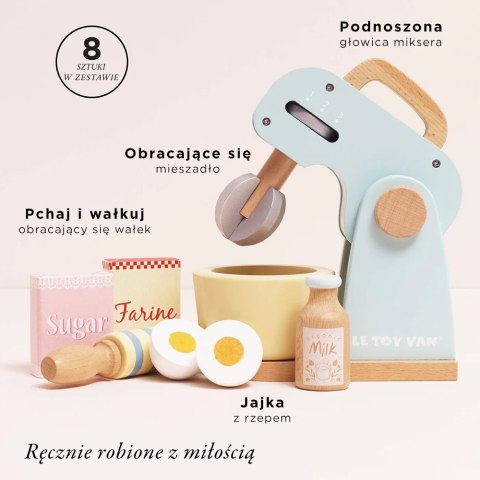Drewniany mikser z akcesoriami, zabawka dla dzieci, gotowanie, Le Toy Van