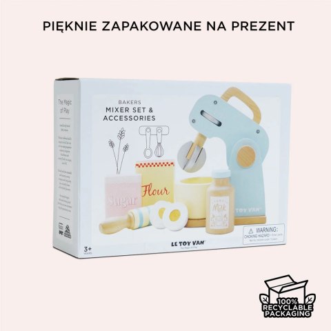 Drewniany mikser z akcesoriami, zabawka dla dzieci, gotowanie, Le Toy Van