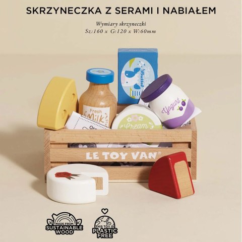 Drewniany nabiał w skrzynce, zabawka dla dzieci, stragan, sklep Le Toy Van