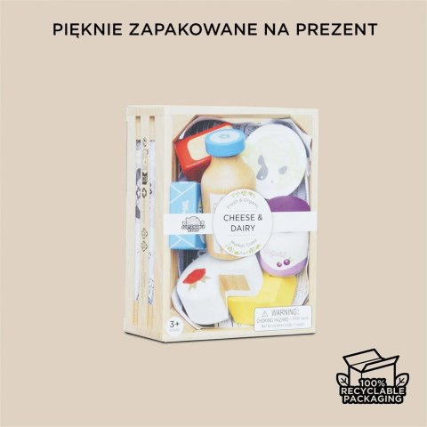 Drewniany nabiał w skrzynce, zabawka dla dzieci, stragan, sklep Le Toy Van