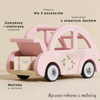 Drewniany różowy samochód retro Sophie, zabawka dla dzieci, auto Le Toy Van