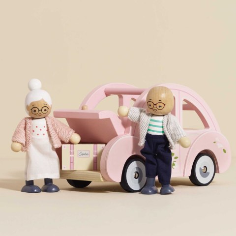 Drewniany różowy samochód retro Sophie, zabawka dla dzieci, auto Le Toy Van