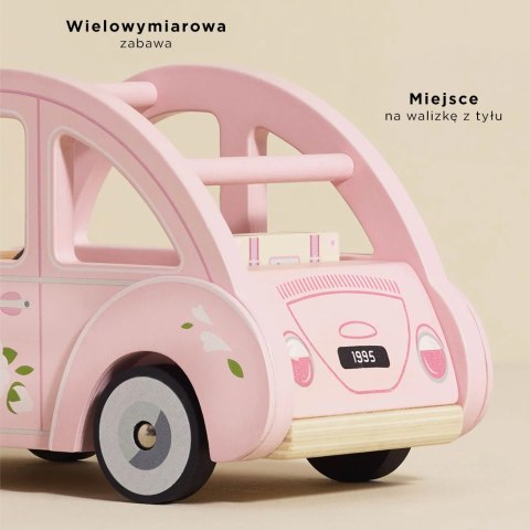 Drewniany różowy samochód retro Sophie, zabawka dla dzieci, auto Le Toy Van