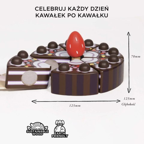 Drewniany tort czekoladowy, zabawka dla dzieci, odgrywanie ról, Le Toy Van