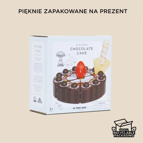 Drewniany tort czekoladowy, zabawka dla dzieci, odgrywanie ról, Le Toy Van