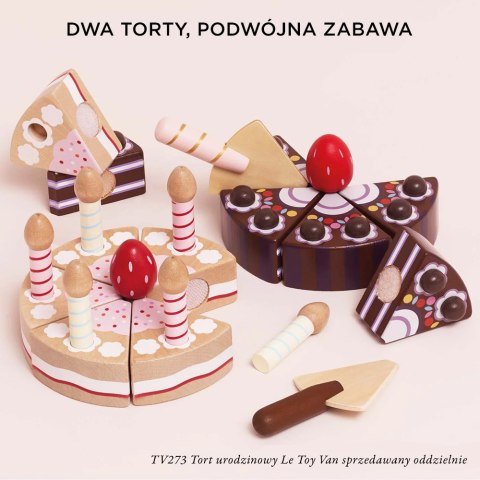 Drewniany tort czekoladowy, zabawka dla dzieci, odgrywanie ról, Le Toy Van