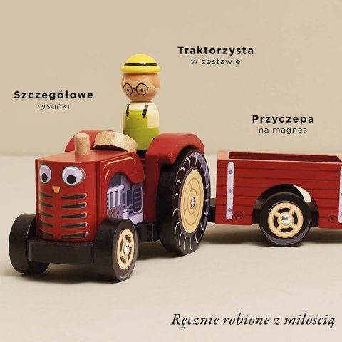 Traktor Drewniany z Przyczepą dla Dzieci Zabawka Le Toy Van