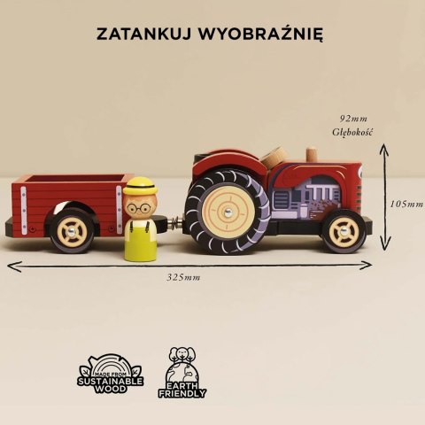 Traktor Drewniany z Przyczepą dla Dzieci Zabawka Le Toy Van