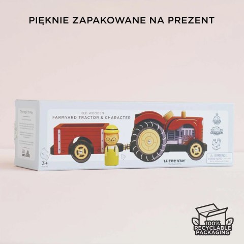 Traktor Drewniany z Przyczepą dla Dzieci Zabawka Le Toy Van