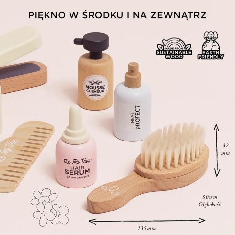 Drewniany zestaw fryzjer, prostowanie włosów, zabawka dla dzieci, Le Toy Van